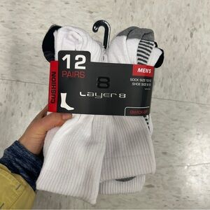 NWT Layer 8 Men's Cushioned Socks - 12 Pairs